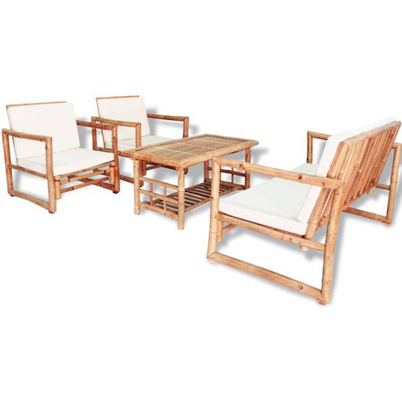 Salon de jardin 4 pcs avec coussins Bambou