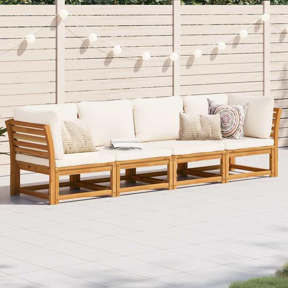 Salon de jardin 4 pcs avec coussins Bois dacacia solide