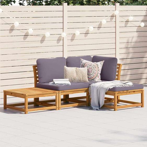 Salon de jardin 4 pcs avec coussins Bois dacacia solide