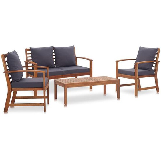 Salon de jardin 4 pcs avec coussins Bois dacacia solide