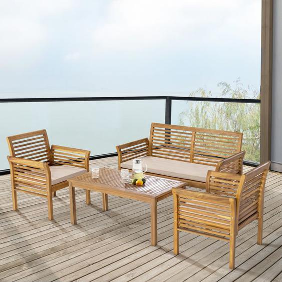 Salon de jardin 4 pièces Candela bois dacacia naturel beige