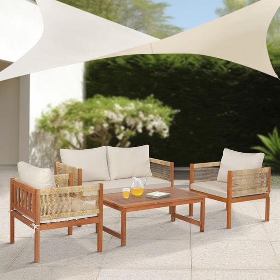 Salon de jardin 4 pièces Cannole bois dacacia naturel beige