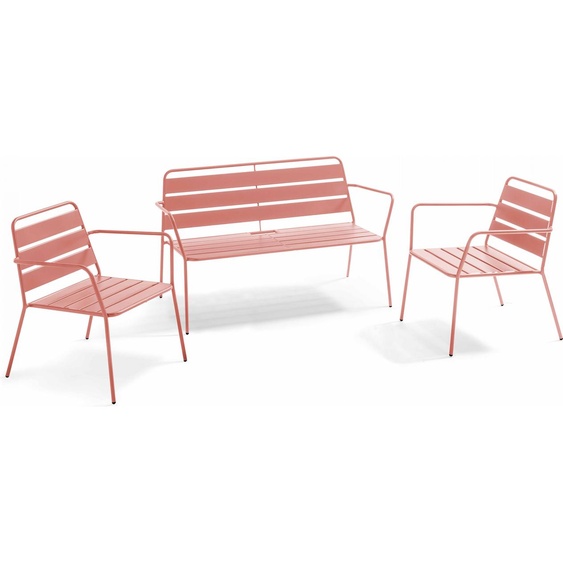 Salon de jardin 4 places en métal argile - Oviala Palavas