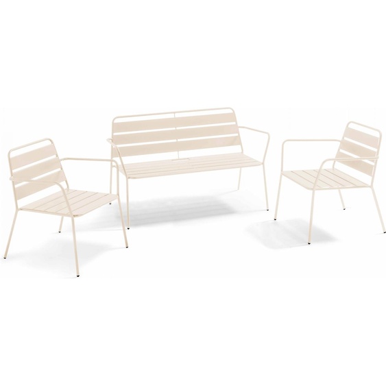 Salon de jardin 4 places en métal ivoire - Oviala Palavas