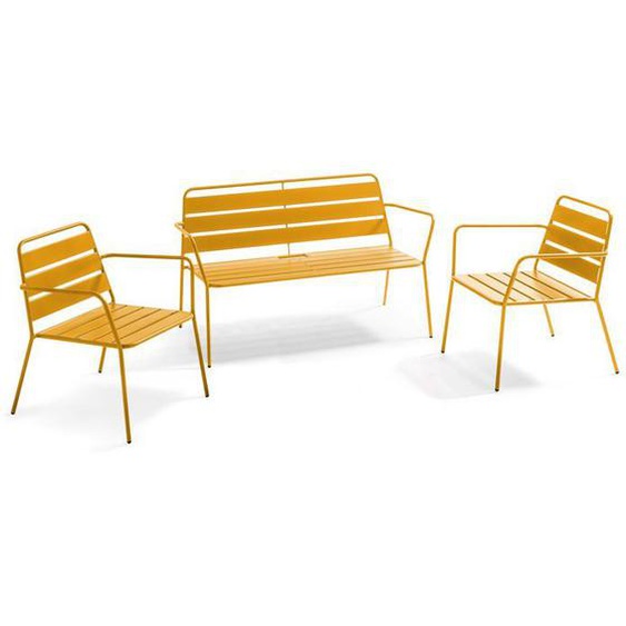 Salon de jardin 4 places en métal jaune