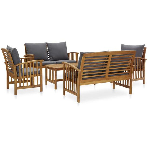Salon de jardin 5 pcs avec coussins Bois dacacia solide