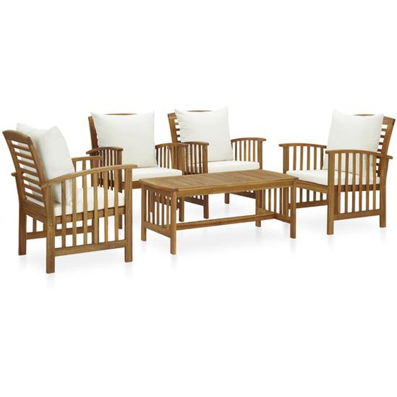 Salon de jardin 5 pcs avec coussins Bois dacacia solide