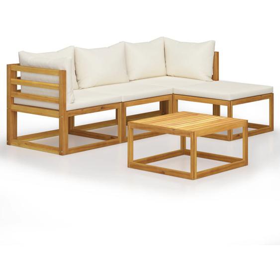 Salon de jardin 5 pcs avec coussins Bois dacacia solide