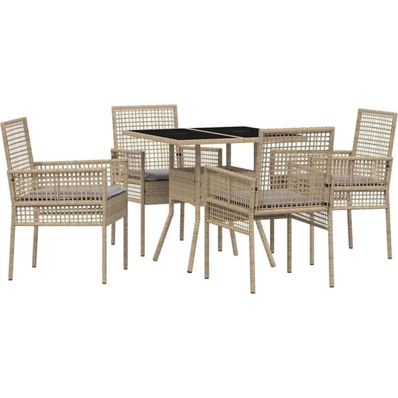 Salon de jardin 5 pcs Beige Poly-Rattan