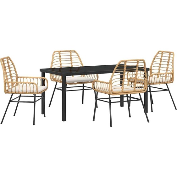 Salon de jardin 5 pcs brun Poly-Rattan