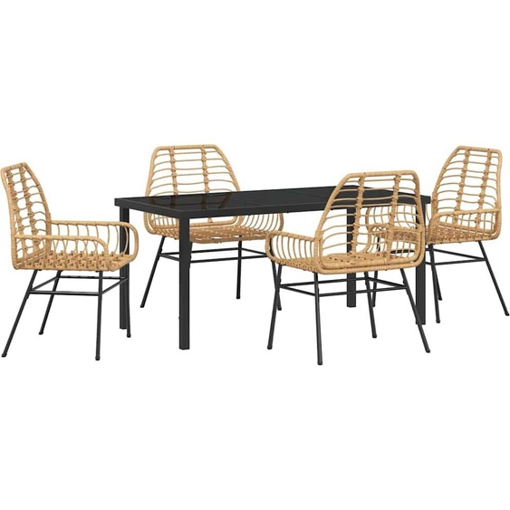 Salon de jardin 5 pcs brun Poly-Rattan