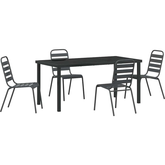 Ensemble de jardin 5 pièces Anthracite Acier thermolaqué