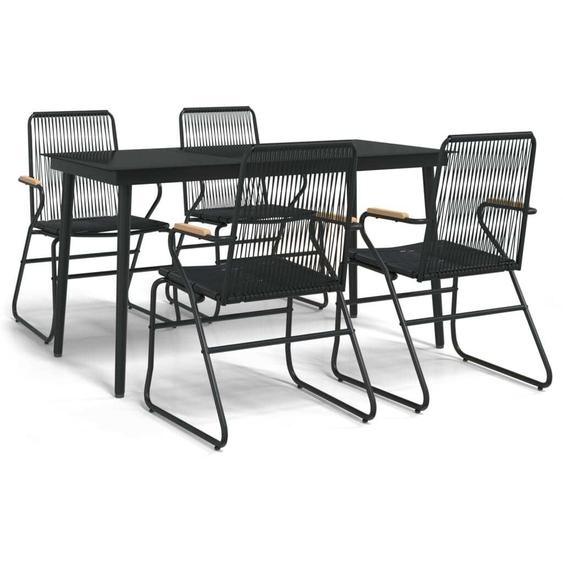 salon de jardin 5 pièces noir rotin PVC