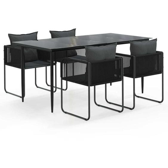 salon de jardin 5 pièces noir