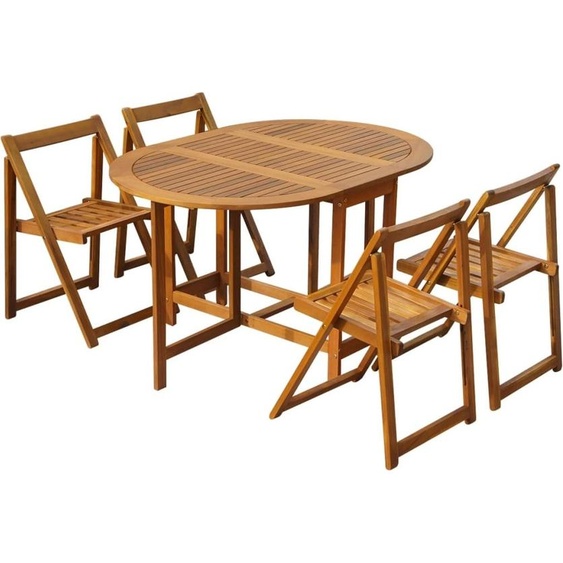 Ensemble à manger dextérieur pliable 5pcs Bois dacacia solide