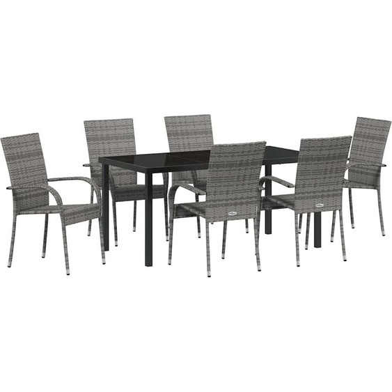 Ensemble de salle à manger de jardin 7 pièces Acier thermolaqué gris