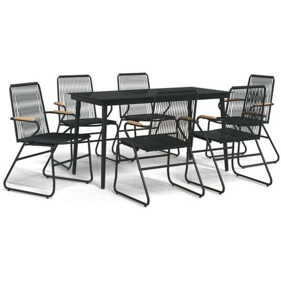 salon de jardin 7 pièces noir rotin PVC
