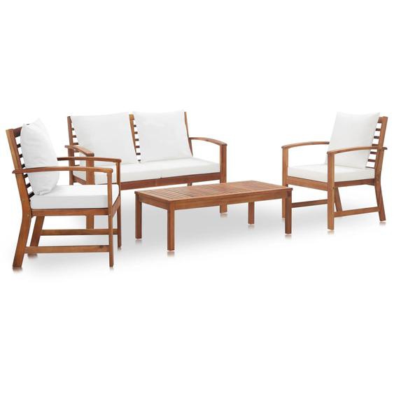 Salon de jardin avec coussins 4 pcs Bois dacacia solide