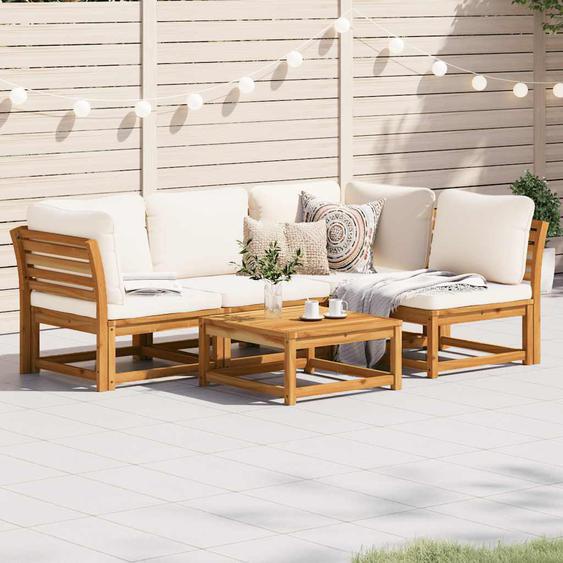 Salon de jardin avec coussins 5 pcs Bois dacacia solide