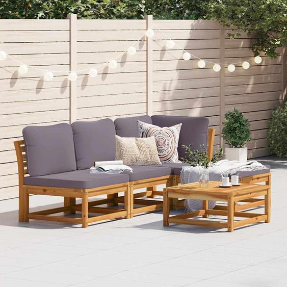 Salon de jardin avec coussins 5 pcs Bois dacacia solide