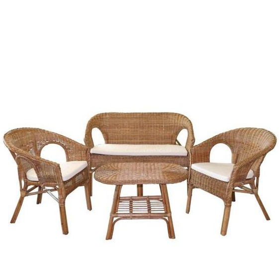 Salon de jardin en rotin collection SIENNE – Canapé 2 places 2 fauteuils et table – Élégance naturelle et confort