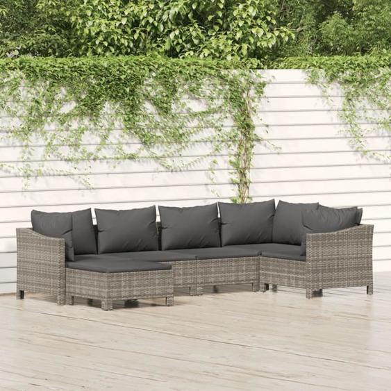 Salon de jardin - LuLo - 6 pcs - Résine tressée - Confortable - Design modulaire - Gris