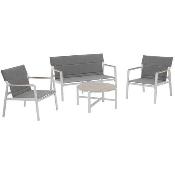 Salon de jardin - OVIALA - 4 places - Aluminium blanc - Moderne - Résistant aux intempéries