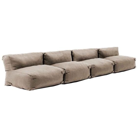 Salon de jardin - OVIALA - Modulable 4 places - Beige - Tissu doux - Design moderne