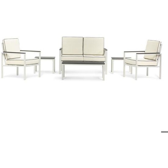 Salon de jardin - TAORMINA - Canapé 2 places - 2 fauteuils - Table basse - Coussins épais