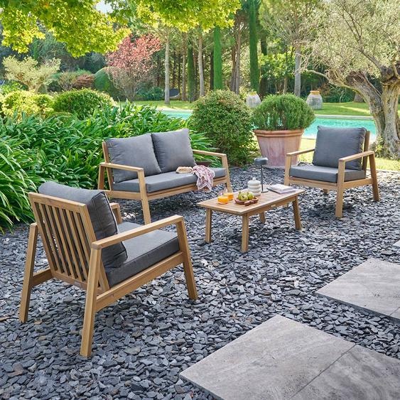 Salon de jardin TIWI Gris / Acacia 4 places - certifié FSC® Hespéride