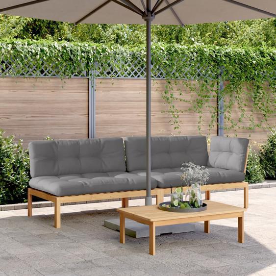 Salon palette de jardin avec coussins 3pcs bois dacacia massif
