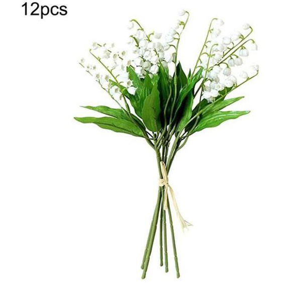 SALUTUYA Fleurs artificielles de muguet Lys artificiel de la vallée, 12 pièces, fausse fleur de Simulation élevée pour deco petits
