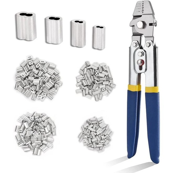 SANJIANG Pince à sertir pour câbles métalliques, embouts en aluminium, accepte les câbles jusquà 2,2 mm pour manchons en boucle et le kit doutils de sertissage, pince