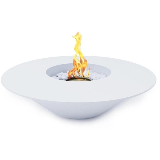 SANTORINI Brasero de jardin rond blanc extérieur, cheminée bioéthanol D.60