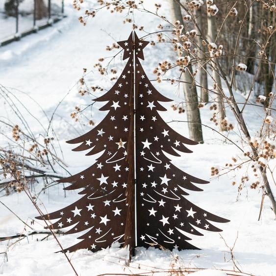 Sapin de Noël 3D en acier avec rouille noble H100 cm - Décoration de Noël en métal pliable, rouille