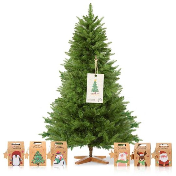 Sapin de Noël Artificiel DEWINNER 180 cm,, Branches PE PVC Réglables, Support en Bois Stabilisé, Extra Dense et Réaliste, Montage Rapide