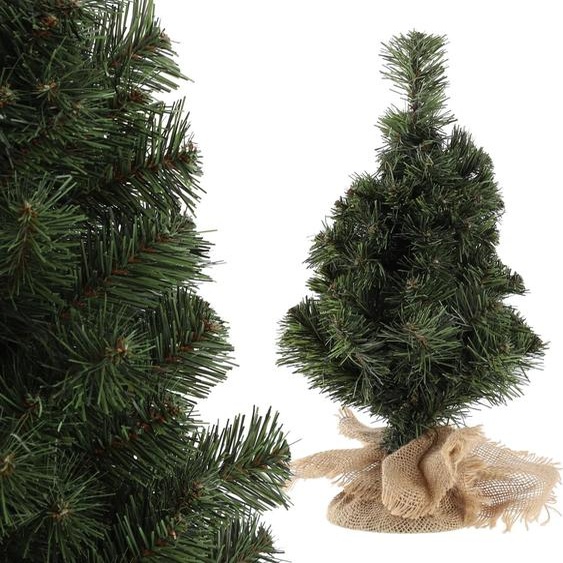 Sapin de Noël artificiel - modèle de table - 60 cm - sac en jute - vert - sans éclairage