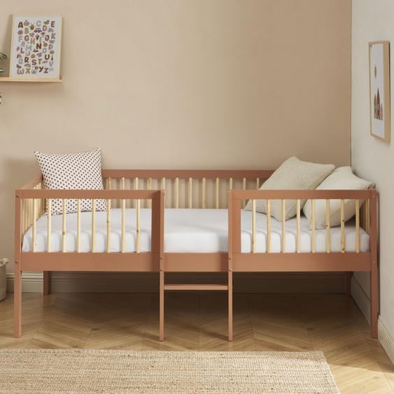 Sasha - Cadre de lit pour enfant avec échelle en bois 90x190cm - Couleur - Terracotta