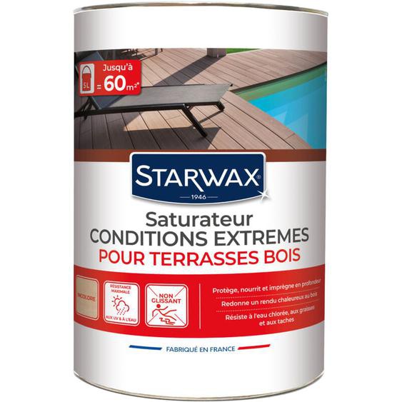 Starwax - Saturateur haute protection pour terrasses en bois teinte incolore 5L