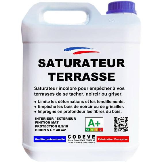 Codève Bois - Saturateur Terrasse Bois - 4x5 l - Codeve Bois - Pour La Protection Dun Bord De Piscine, Terrasse Ou Caillebotis Bois.