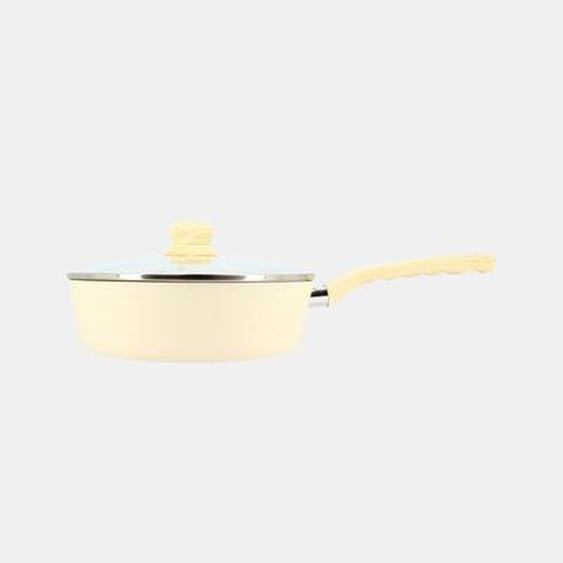 Sauteuse 24cm colorama creme - en aluminium - revetement antiadhesif en ceramique