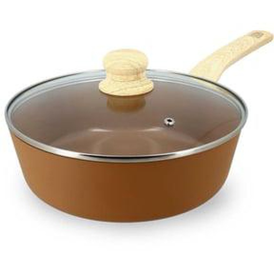 Sauteuse 24cm colorama noisette - en aluminium - revetement antiadhesif en ceramique