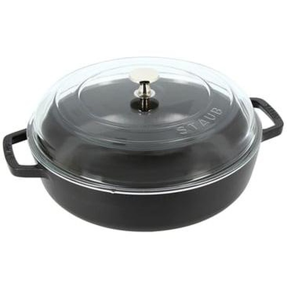 Sauteuse fonte avec couvercle Ø28 cm noir mat