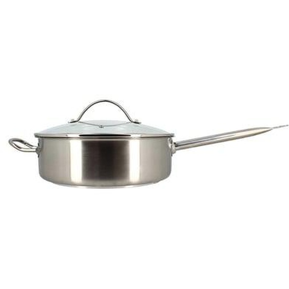 Sauteuse professionnel 28cm en acier inoxydable avec couvercle en verre
