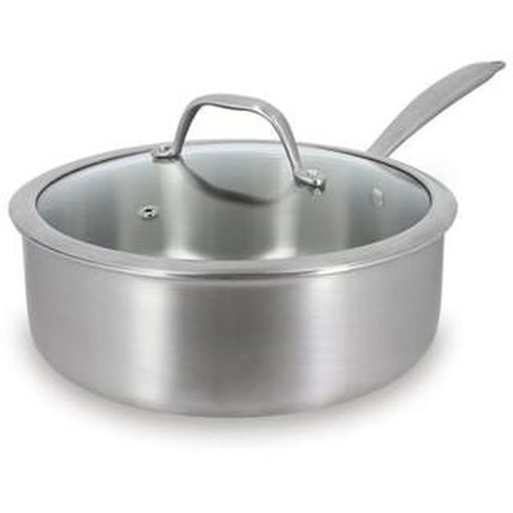 Sauteuse triply 24cm en inox couvercle verre fabriquee en france