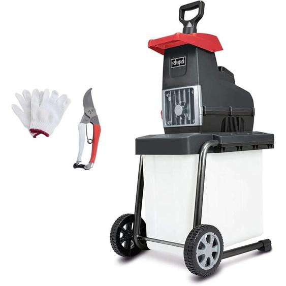Scheppach - Broyeur de végétaux électrique GS60 – Broyeur de jardin 2 en 1 – 2800 w – Broyeur et collecteur silencieux – Epaisseur de coupe 45 mm –