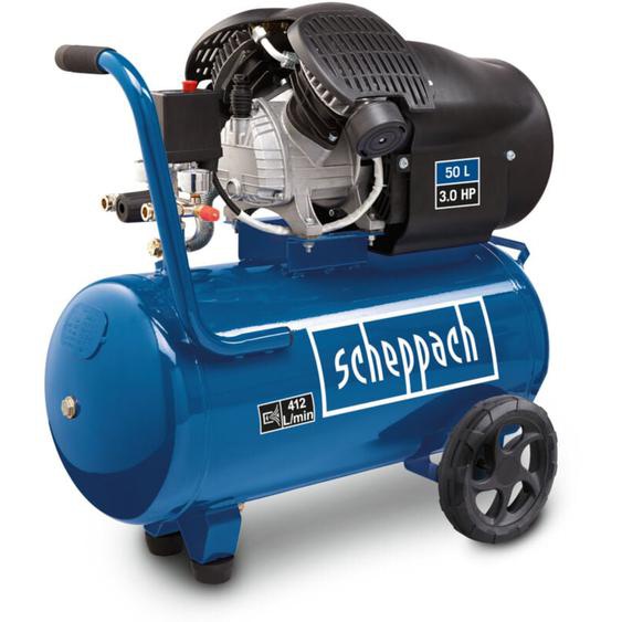 Scheppach - Compresseur à air double cylindre HC53DC – 2200 w – Cuve de 50 l – Pression 10bar – Débit daspiration 412 l/min – Changement doutil