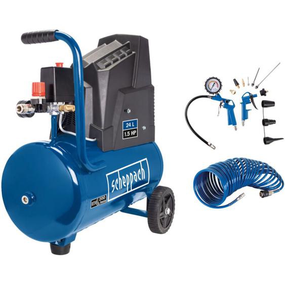 Scheppach - Compresseur à air HC30o - 1100 w - Admission dair 200 l/min - Cuve de 24 l - 8 bar - Sans huile & longue durée de vie - Avec 13