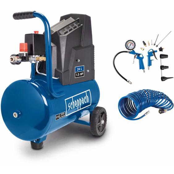 Scheppach - Compresseur à air HC30o - 1100 w - Admission dair 200 l/min - Cuve de 24 l - 8 bar - Sans huile & longue durée de vie - Avec 13