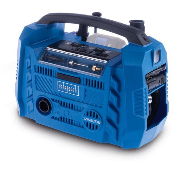 Scheppach - Compresseur hybride Airforce 6 – 10,3 bar – ixes 20 v – Fonction hybride avec 3 modes dentraînement 230 v / 20 v / 12 v – Lampe de